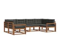 vidaXL Set di divani da esterno con cuscino 6 pcs Naturale e Antracite, Set di divani in legno di acacia, lounge moderna per il giardino, mobili resistenti, opzioni eleganti per il patio