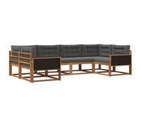 vidaXL Set di divani da esterno con cuscino 6 pcs Naturale e Antracite, Set di divani in legno di acacia, lounge moderna per il giardino, mobili resistenti, opzioni eleganti per il patio