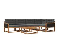 vidaXL Set di divani da esterno con cuscino 6 pcs Naturale e Antracite, Set di mobili da esterno in legno di acacia, divano moderno, posti a bordo piscina, lounge elegante per il patio