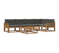 vidaXL Set di divani da esterno con cuscino 6 pcs Naturale e Antracite, Set di mobili da esterno moderno, divano resistente agli agenti atmosferici, sezionale elegante per il giardino