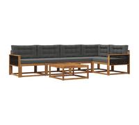 vidaXL Set di divani da esterno con cuscino 6 pcs Naturale e Antracite, Set di mobili da esterno moderno, divano resistente agli agenti atmosferici, sezionale elegante per il giardino