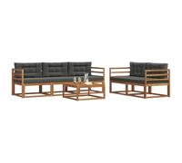 vidaXL Set di divani da esterno con cuscino 6 pcs Naturale e Antracite, Set di Mobili da Giardino, Collezione di Divani da Esterno Moderna, Patio Resistente, Disposizione di Seduta Sezionale