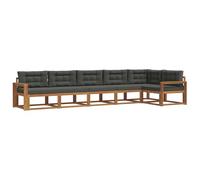 vidaXL Set di divani da esterno con cuscino 6 pcs Naturale e Antracite, Set Lounge in Acacia, Divano Esterno Moderno, Divano Modular, Sezione Giardino Resistente, Lounger per Relax