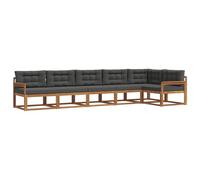 vidaXL Set di divani da esterno con cuscino 6 pcs Naturale e Antracite, Set Lounge in Acacia, Divano Esterno Moderno, Divano Modular, Sezione Giardino Resistente, Lounger per Relax