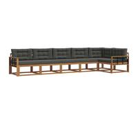 vidaXL Set di divani da esterno con cuscino 6 pcs Naturale e Antracite, Set Lounge in Acacia, Divano Esterno Moderno, Divano Modular, Sezione Giardino Resistente, Lounger per Relax