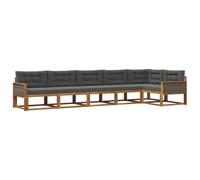 vidaXL Set di divani da esterno con cuscino 6 pcs Naturale e Antracite, Set Lounge in Acacia, Divano Esterno Moderno, Divano Modular, Sezione Giardino Resistente, Lounger per Relax