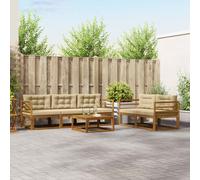 vidaXL Set di divani da esterno con cuscino 6 pcs Naturale e Beige, Set di mobili da giardino moderno, collezione divani all'aperto, lounge in giardino, postazione in piscina
