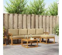vidaXL Set di divani da esterno con cuscino 6 pcs Naturale e Beige