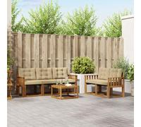 vidaXL Set di divani da esterno con cuscino 6 pcs Naturale e Beige
