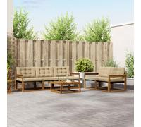 vidaXL Set di divani da esterno con cuscino 6 pcs Naturale e Beige
