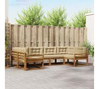 vidaXL Set di divani da esterno con cuscino 6 pcs Naturale e Beige, Set di divani in legno di acacia, lounge moderna per il giardino, mobili resistenti, opzioni eleganti per il patio