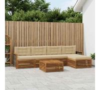 vidaXL Set di divani da esterno con cuscino 6 pcs Naturale e Beige, Divano da patio, set moderno, resistente agli agenti atmosferici, lounge da giardino, comodo per spazi relax