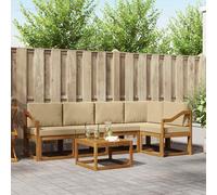 vidaXL Set di divani da esterno con cuscino 6 pcs Naturale e Beige, Divano da giardino, mobili sezionali moderni da esterno, seduta durevole per terrazza, set lounge confortevole per rilassarsi