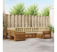 vidaXL Set di divani da esterno con cuscino 6 pcs Naturale e Beige, Divano Giardino Moderno, Set Sezionale Resistente, Seduta Lounge Esterna, Mobili Comodi per Spazi Esterni