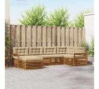 vidaXL Set di divani da esterno con cuscino 6 pcs Naturale e Beige, Divano moderno per esterni, set sezionale resistente, lounge comoda, mobili da giardino per il terrazzo