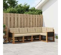 vidaXL Set di divani da esterno con cuscino 6 pcs Naturale e Beige, Set Divano Esterno in Acacia, Lounge Moderna, Mobili Resistenti per Giardino, Relax e Stile in Patios