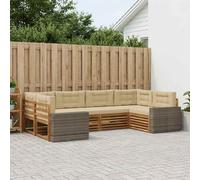 vidaXL Set di divani da esterno con cuscino 6 pcs Naturale e Beige, Divano Sezionale per Giardino, Arredo Esterno Resistente, Lounge Moderna, Set Elegante e Confortevole