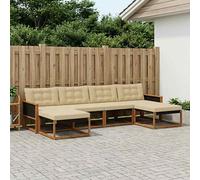 vidaXL Set di divani da esterno con cuscino 6 pcs Naturale e Beige