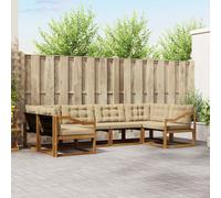 vidaXL Set di divani da esterno con cuscino 6 pcs Naturale e Beige, Divano Sezionale, Moderno, Mobili da Giardino, Relax in Terrazza, Set Lounge per Esterni Comodi