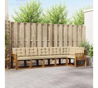 vidaXL Set di divani da esterno con cuscino 6 pcs Naturale e Beige, Giardino, Set Lounge in Rattan, Divano Sezionale Robusto, Arredo per Esterni, Comfort Assicurato