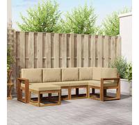 vidaXL Set di divani da esterno con cuscino 6 pcs Naturale e Beige, Set di divani da esterno, lounge moderna da patio, mobili da giardino resistenti, pezzi sezionali, posti a sedere per terrazze