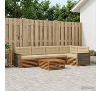 vidaXL Set di divani da esterno con cuscino 6 pcs Naturale e Beige