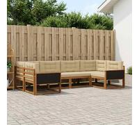 vidaXL Set di divani da esterno con cuscino 6 pcs Naturale e Beige