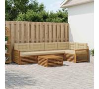 vidaXL Set di divani da esterno con cuscino 6 pcs Naturale e Beige, Divano Sezionale da Patio, Set Lounge Moderno, Mobili da Giardino Resistenti, Comodo per il Tuo Terrazzo