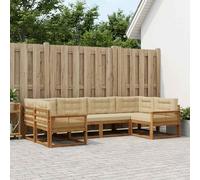 vidaXL Set di divani da esterno con cuscino 6 pcs Naturale e Beige