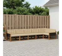 vidaXL Set di divani da esterno con cuscino 6 pcs Naturale e Beige