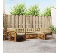 vidaXL Set di divani da esterno con cuscino 6 pcs Naturale e Beige