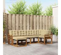 vidaXL Set di divani da esterno con cuscino 6 pcs Naturale e Beige, Set di divani moderni per esterni, mobili da giardino alla moda, collezione resistente per il patio