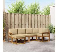 vidaXL Set di divani da esterno con cuscino 6 pcs Naturale e Beige, Set di divani da esterno, lounge moderna da patio, mobili da giardino resistenti, pezzi sezionali, posti a sedere per terrazze