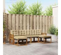 vidaXL Set di divani da esterno con cuscino 6 pcs Naturale e Beige