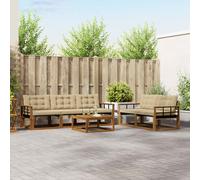 vidaXL Set di divani da esterno con cuscino 6 pcs Naturale e Beige