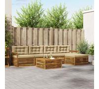 vidaXL Set di divani da esterno con cuscino 6 pcs Naturale e Beige, Divano da esterno, arredo moderno per giardino, set sezionale resistente per lounge e terrazzo