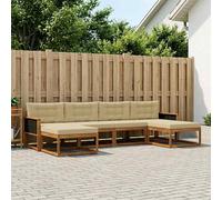 vidaXL Set di divani da esterno con cuscino 6 pcs Naturale e Beige