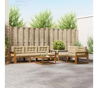 vidaXL Set di divani da esterno con cuscino 6 pcs Naturale e Beige, Set di mobili da giardino moderno, collezione divani all'aperto, lounge in giardino, postazione in piscina