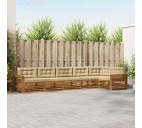 vidaXL Set di divani da esterno con cuscino 6 pcs Naturale e Beige, Mobili da giardino, divano moderno per esterni, set sezionale per patio, comfort resistente per il terrazzo