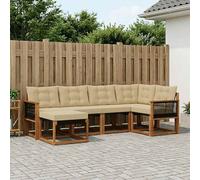 vidaXL Set di divani da esterno con cuscino 6 pcs Naturale e Beige, Set di divani moderni per esterni, mobili da giardino alla moda, collezione resistente per il patio