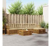 vidaXL Set di divani da esterno con cuscino 6 pcs Naturale e Beige, Divano da esterno, arredo moderno per giardino, set sezionale resistente per lounge e terrazzo