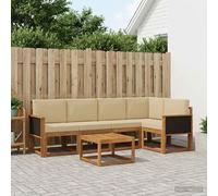 vidaXL Set di divani da esterno con cuscino 6 pcs Naturale e Beige, Divano Sezionale Esterno, Set Lounge Moderno, Sedia Patio Robusta, Mobili Comodi per Rilassarsi