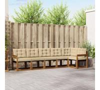 vidaXL Set di divani da esterno con cuscino 6 pcs Naturale e Beige, Giardino, Set Lounge in Rattan, Divano Sezionale Robusto, Arredo per Esterni, Comfort Assicurato