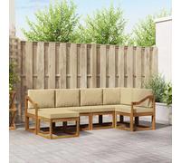 vidaXL Set di divani da esterno con cuscino 6 pcs Naturale e Beige