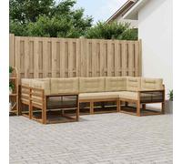 vidaXL Set di divani da esterno con cuscino 6 pcs Naturale e Beige, Set di divani in legno di acacia, lounge moderna per il giardino, mobili resistenti, opzioni eleganti per il patio