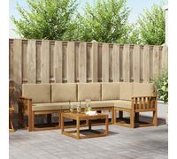 vidaXL Set di divani da esterno con cuscino 6 pcs Naturale e Beige, Divano da giardino, mobili sezionali moderni da esterno, seduta durevole per terrazza, set lounge confortevole per rilassarsi