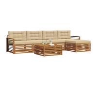 vidaXL Set di divani da esterno con cuscino 6 pcs Naturale e Beige, Divano da esterno, arredo moderno per giardino, set sezionale resistente per lounge e terrazzo
