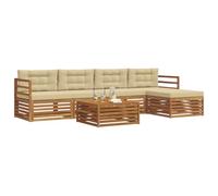 vidaXL Set di divani da esterno con cuscino 6 pcs Naturale e Beige, Divano da esterno, arredo moderno per giardino, set sezionale resistente per lounge e terrazzo