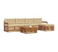 vidaXL Set di divani da esterno con cuscino 6 pcs Naturale e Beige, Divano da esterno, arredo moderno per giardino, set sezionale resistente per lounge e terrazzo