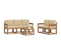 vidaXL Set di divani da esterno con cuscino 6 pcs Naturale e Beige, Divano da esterno, mobili modulari, set per patio, sedute da giardino robuste per il comfort sulla terrazza